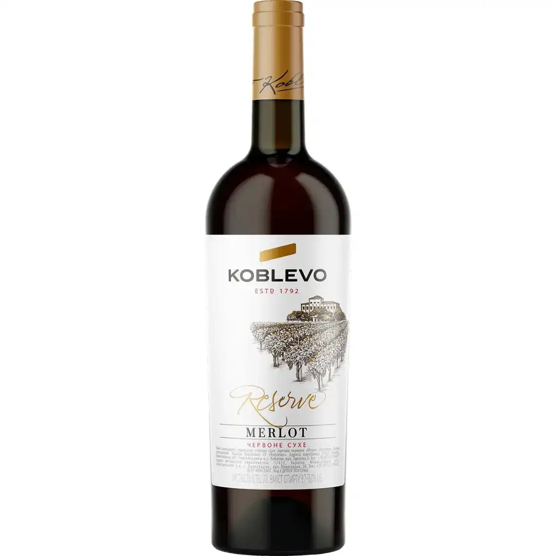 Вино Koblevo Reserve Wine Мерло червоне сухе 0.75 л