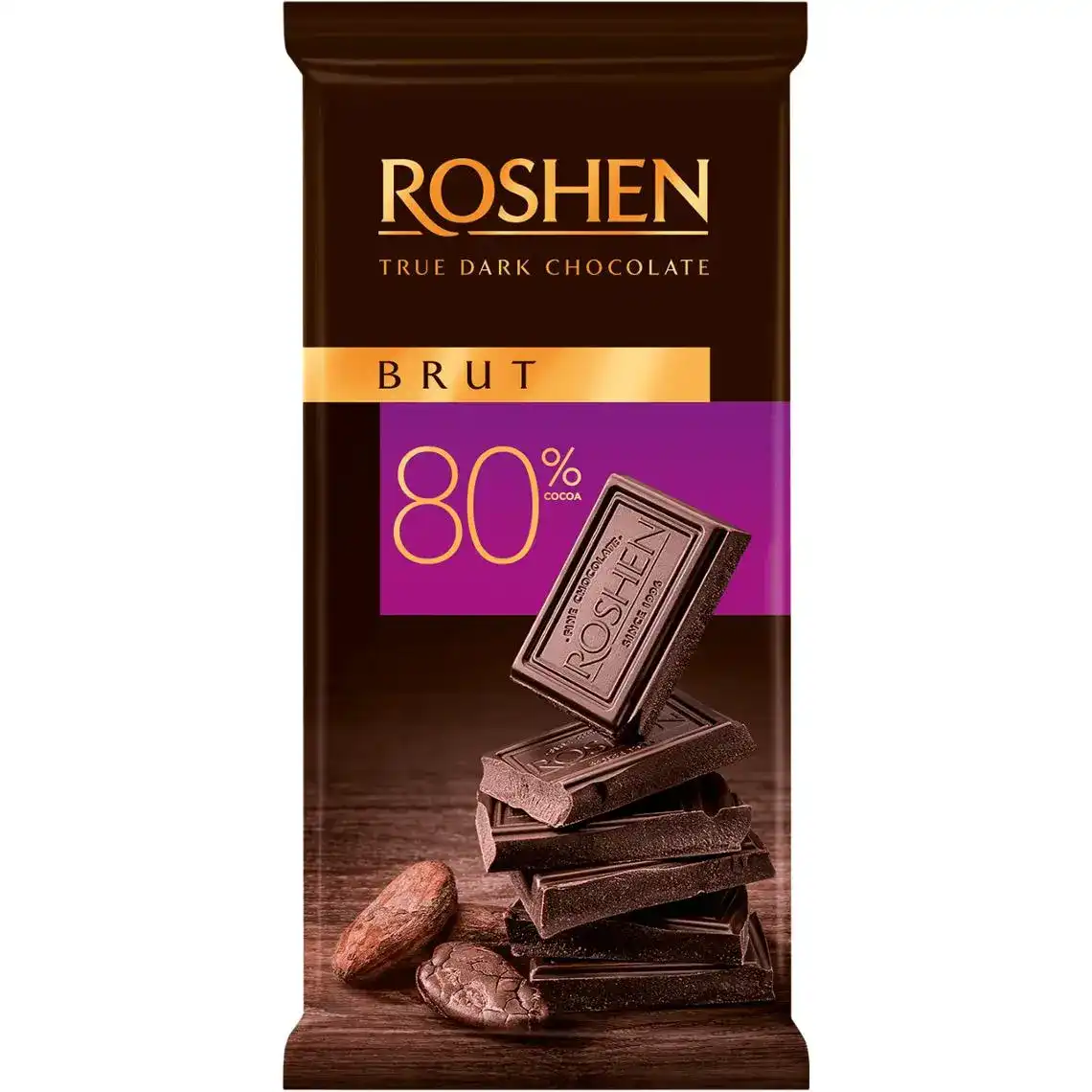 Шоколад Roshen Brut 80% чорний 85 г