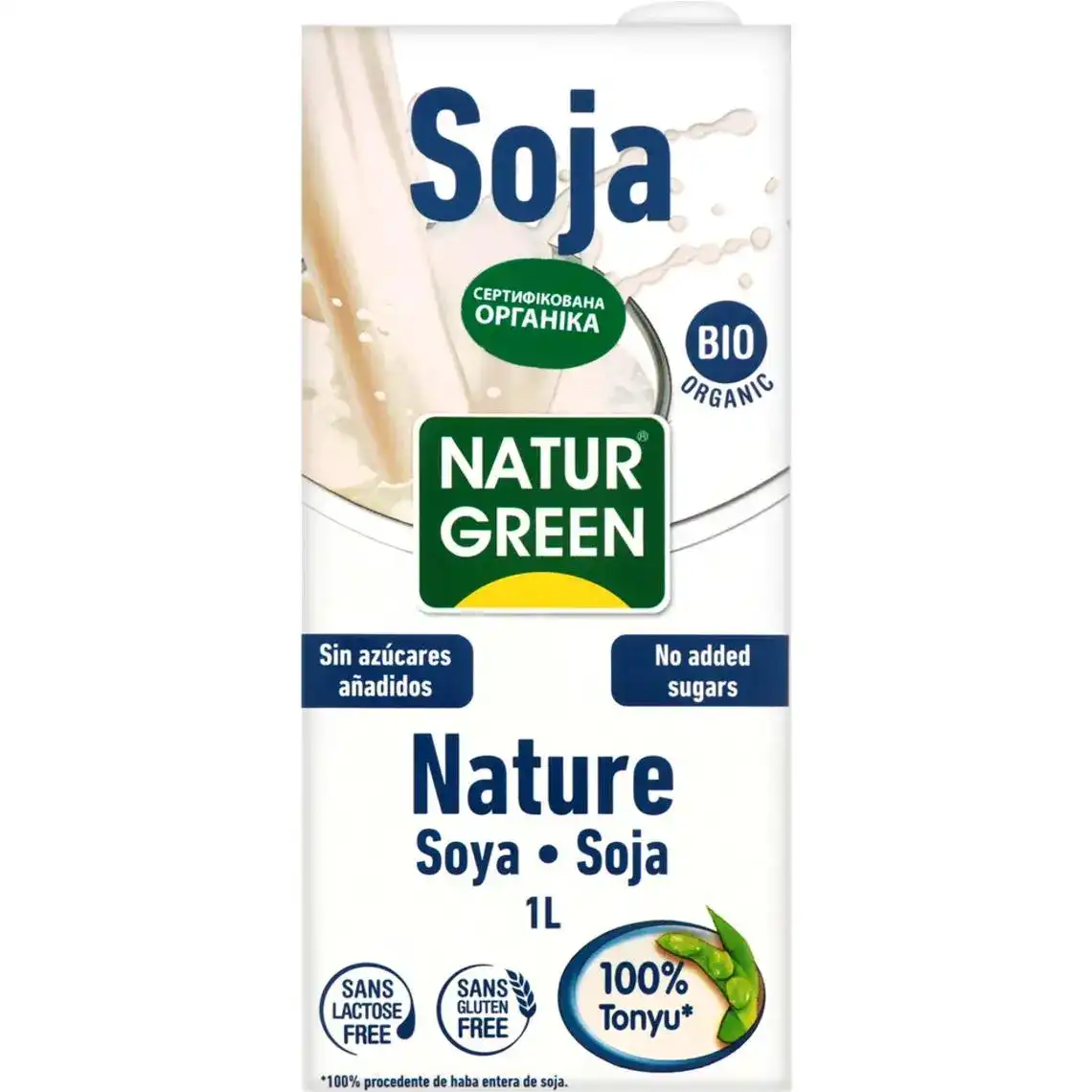 Молоко NaturGreen органічне з сої без цукру 1 л