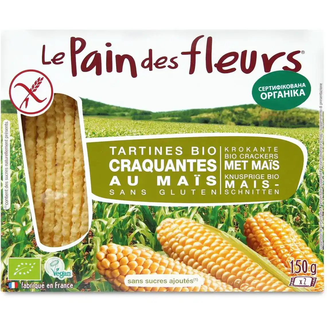 Органічні хрусткі хлібці Le Pain des Fleurs з кукурудзи 150 г