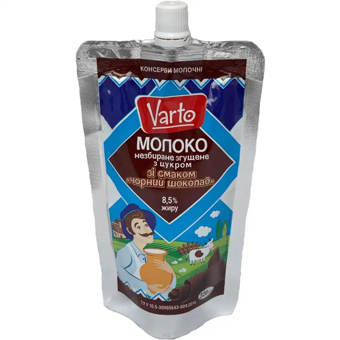 Молоко згущене Varto незбиране з цукром зі смаком "Чорний шоколад" 8.5% 320 г