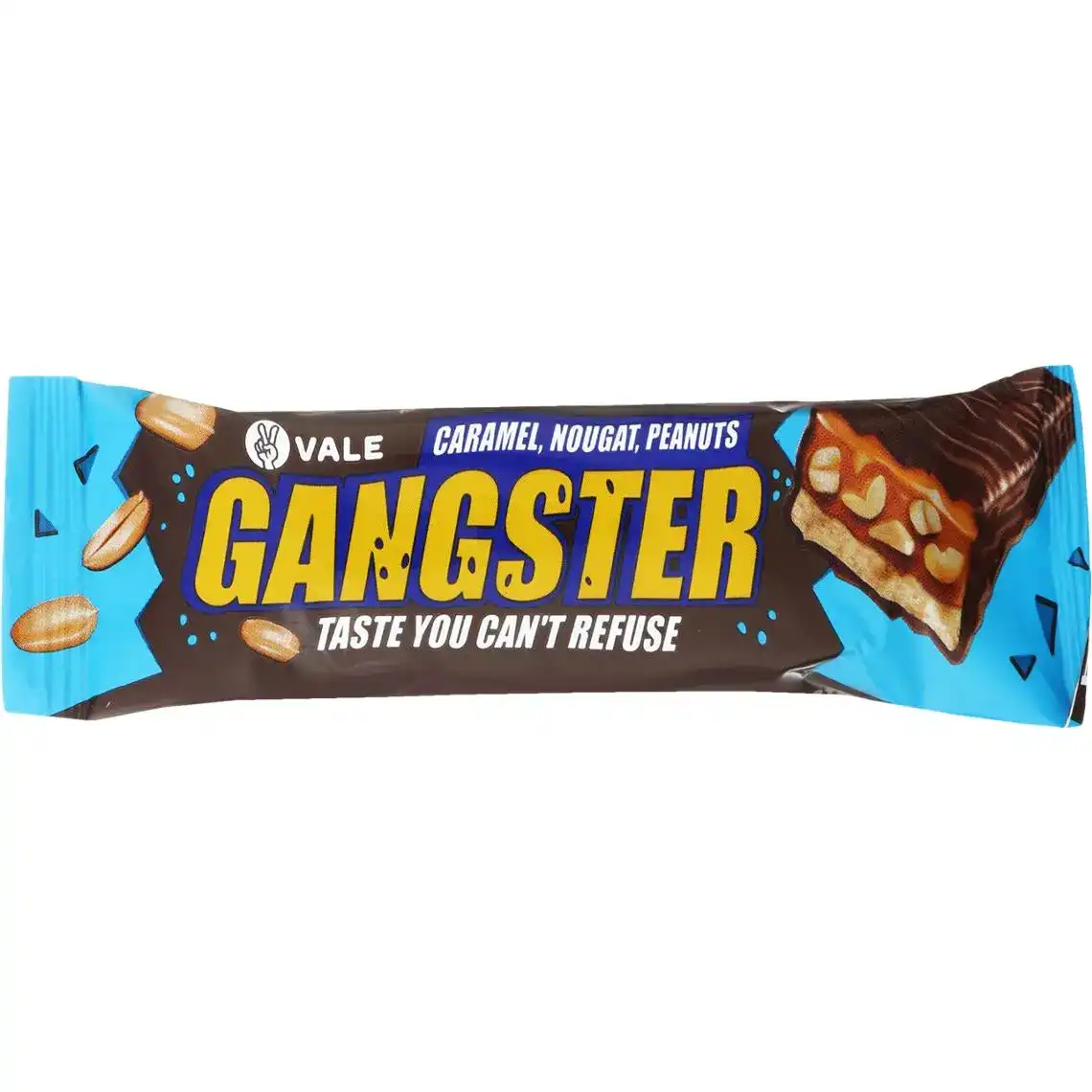 Батончик Vale Gangster шоколадний з нугою, карамеллю і арахісом 50 г