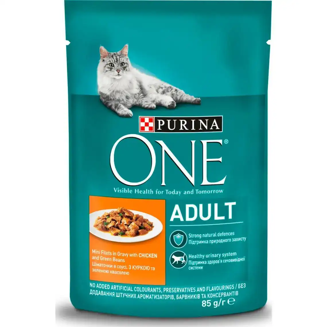 Корм для котів Purina One Adult вологий з куркою і зеленою квасолею 85 г