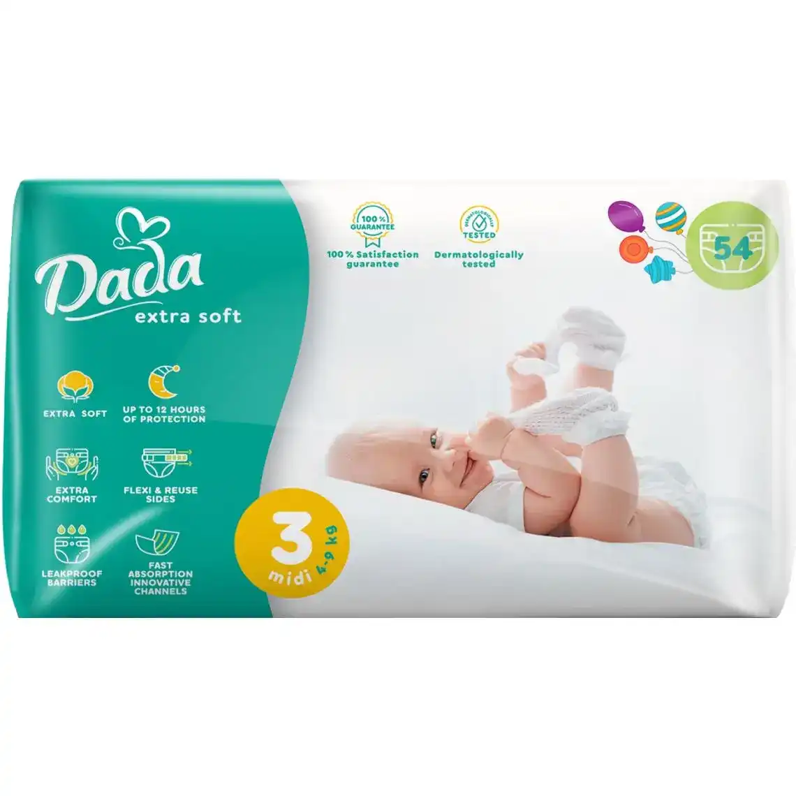 Підгузки Dada Extra Soft розмір 3 (4-9 кг) 54 шт.