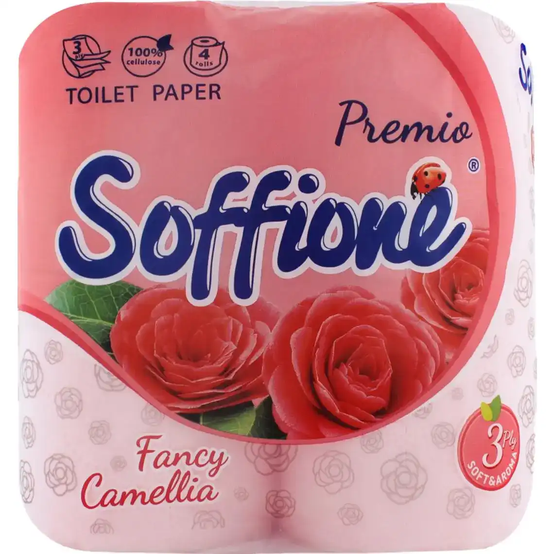 Туалетний папір Soffione Premio Fancy Camellia 3-х шаровий 4 шт