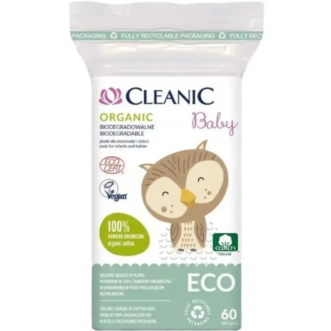 Ватнi диски Cleanic Eco Baby для дітей 60 шт.