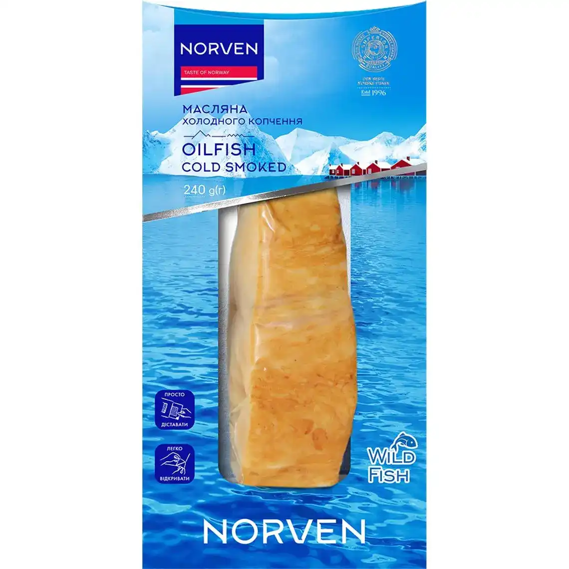 Масляна Norven холодного копчення філе-шматок 240 г