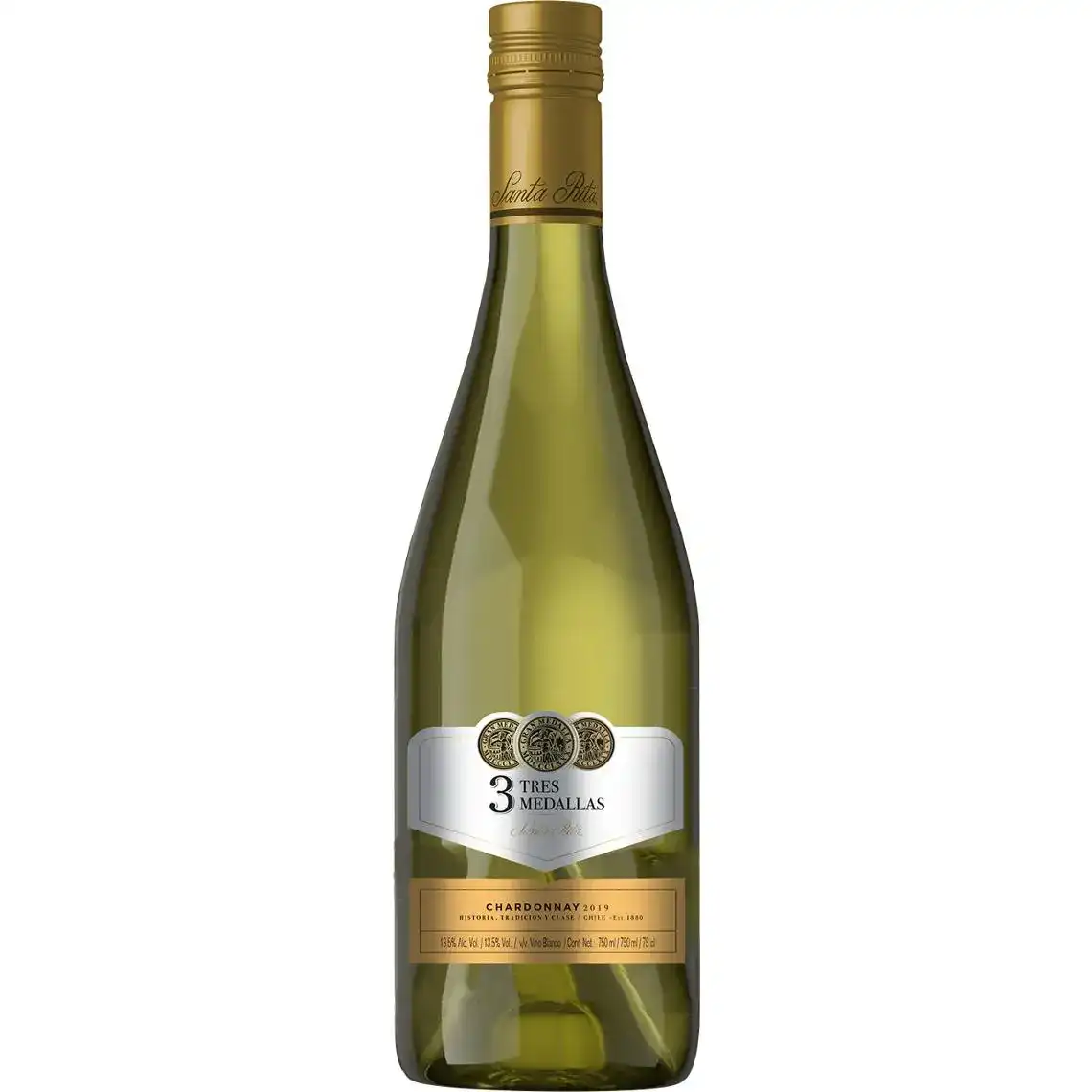 Вино Santa Rita 3 Medallas Chardonnay біле сухе 0.75 л