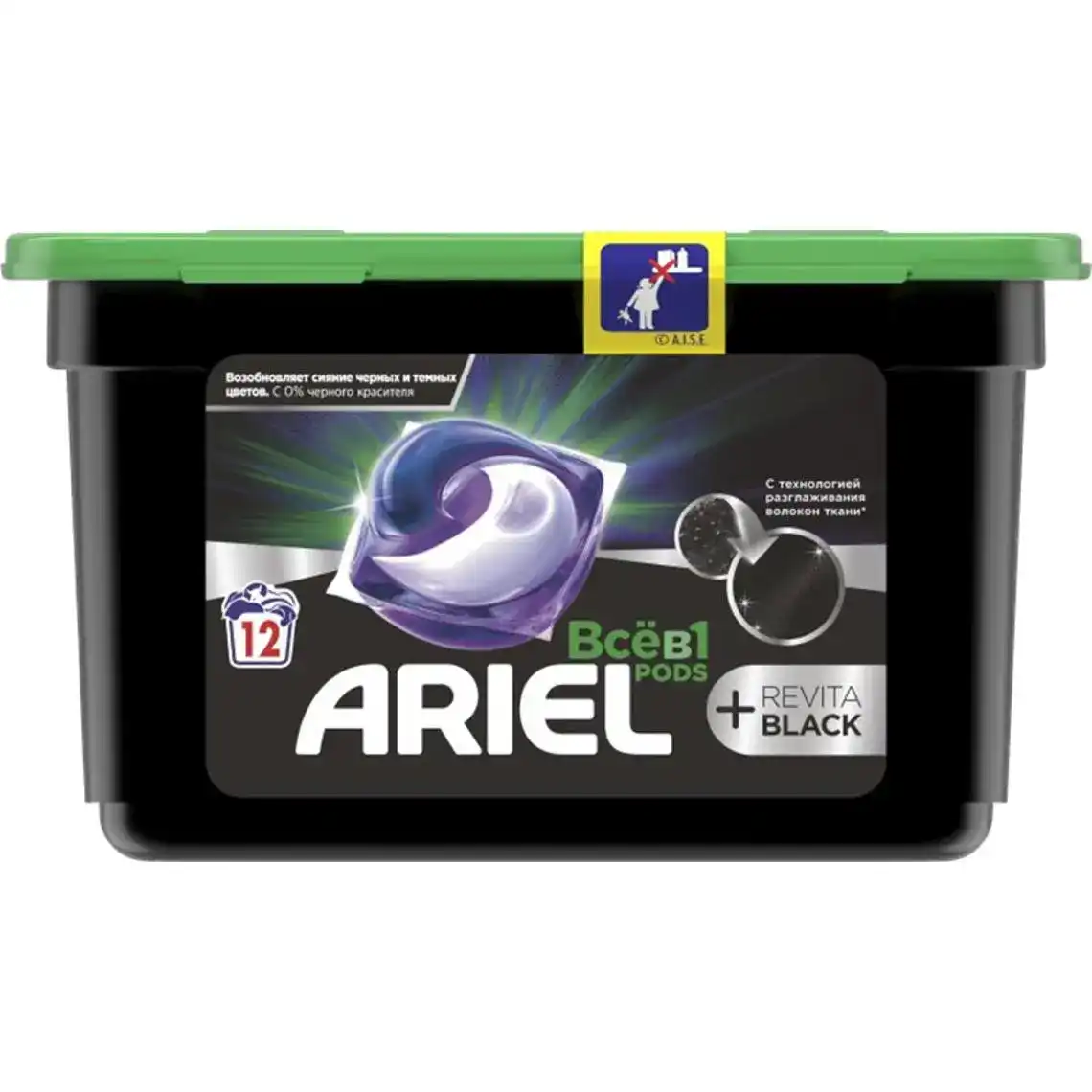 Засіб миючий Ariel Pods + Revita black Все в 1 синтетичне рідке в розчинних капсулах 12 x 21.3 г