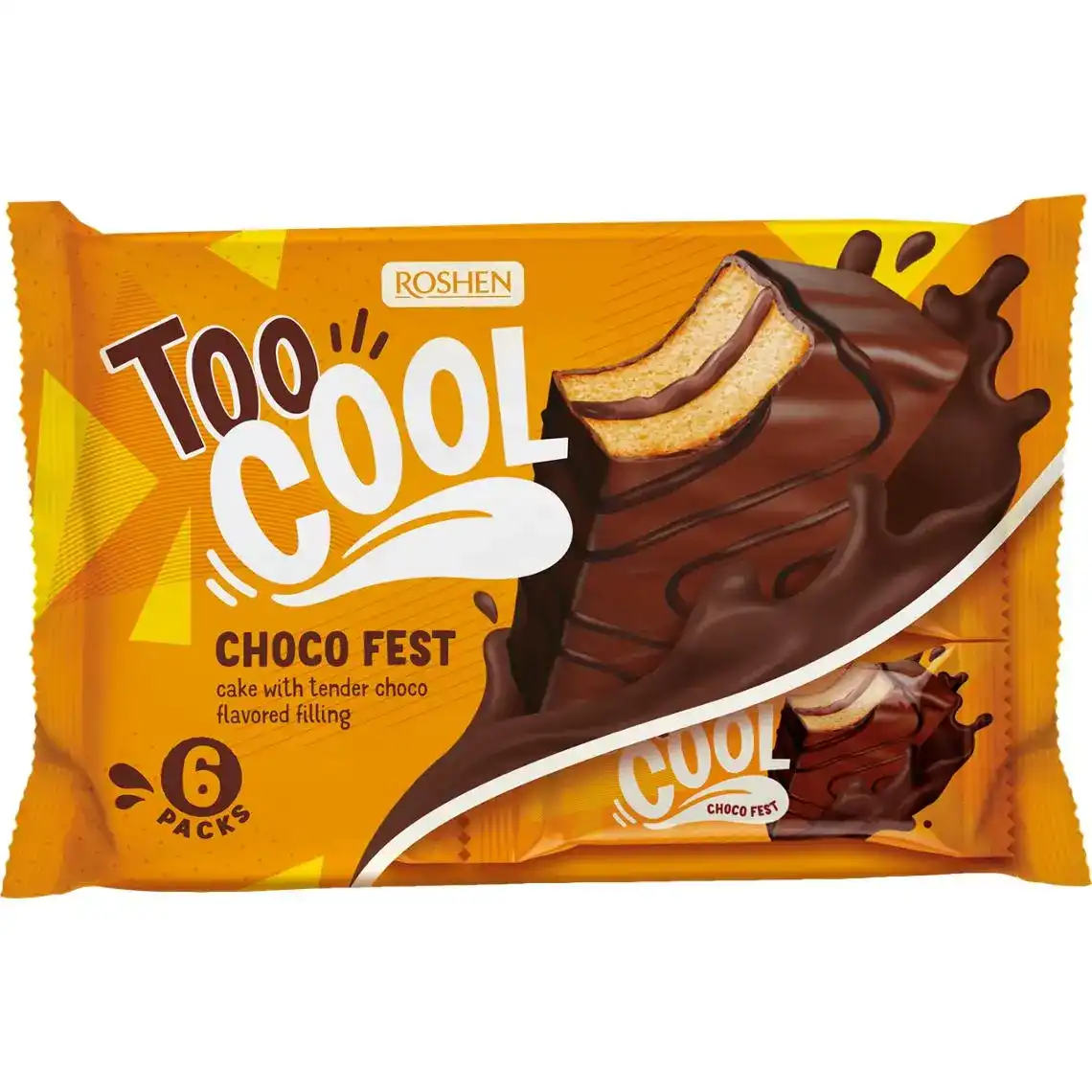 Тістечка бісквітні Roshen Too Cool Choco Fest глазуровані 6х45 г