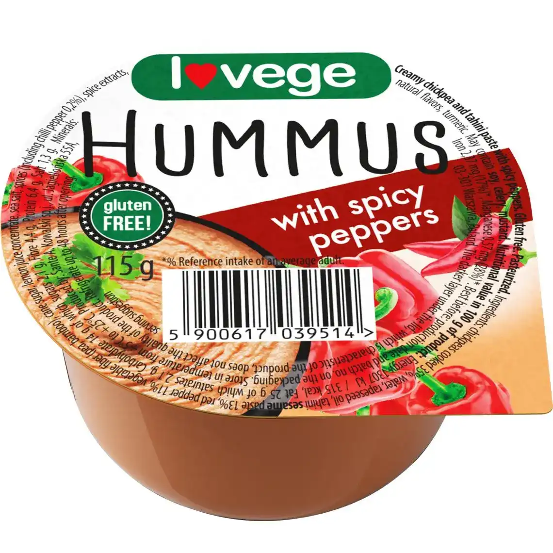 Хумус Lovege з гострим перцем без глютену 115 г