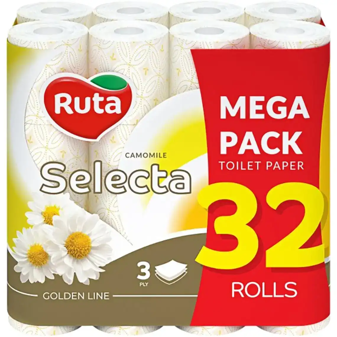 Туалетний папір Ruta Selecta з ароматом ромашки 3 шари 32 шт.