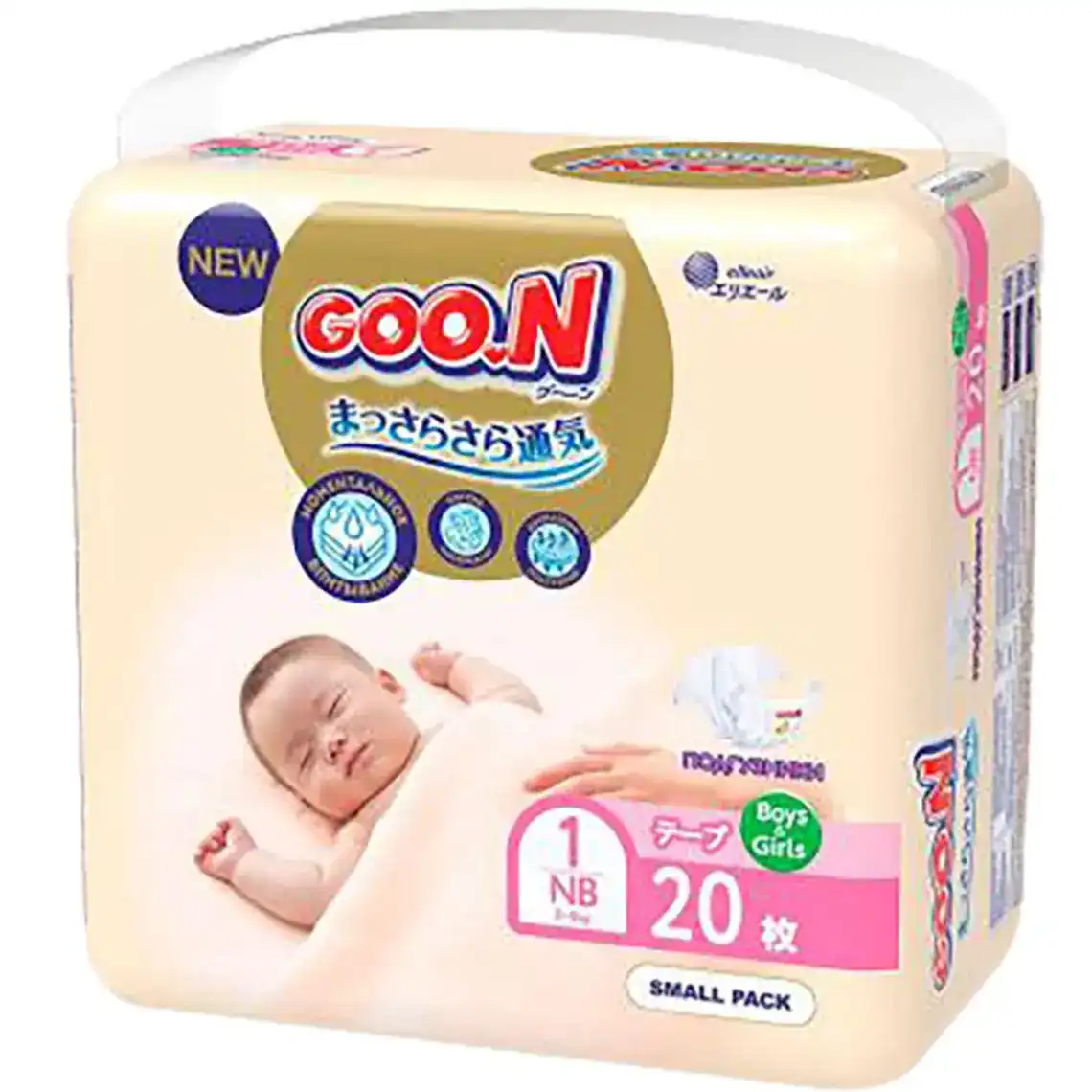 Підгузники Goo.N Premium Soft розмір 1 2-5 кг 20 шт.