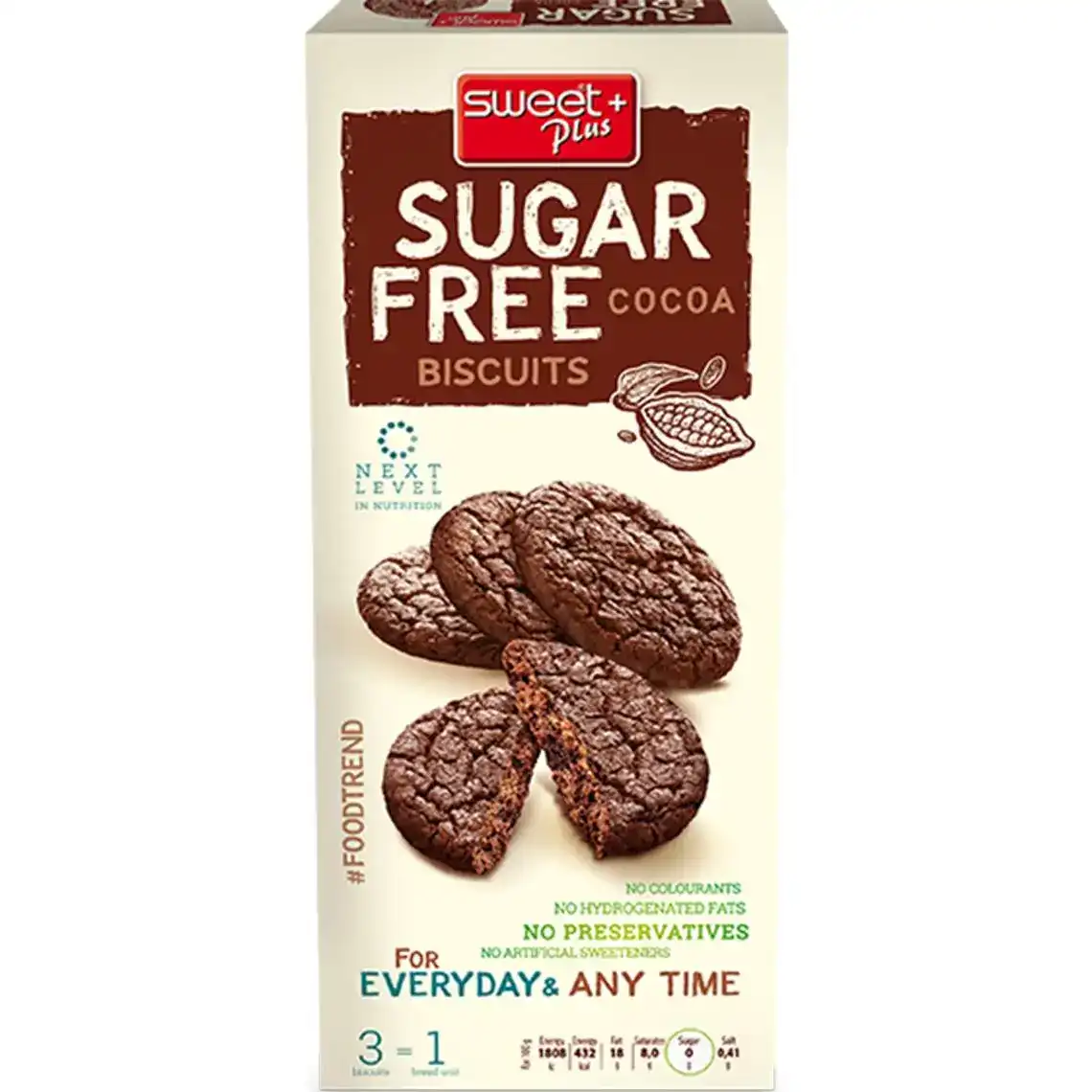 Печиво Sweet Plus з какао без цукру 100 г
