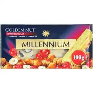 Шоколад Millenium Golden Nut белый с цельными лесными орехами и клюквой 100 г
