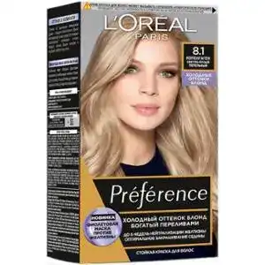Крем-фарба для волосся L'Oreal Paris Preference 8.1 cвітло-русявий попелястий