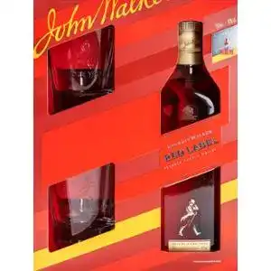 Віскі Johnnie Walker Red Label купажований 4 роки витримки 2 склянки в комплекті 40% 0.7 л