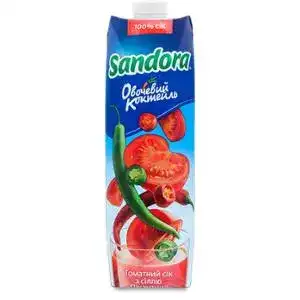 Сік томатний з сіллю Пікантний Овочевий коктейль Sandora т/п 0.95л