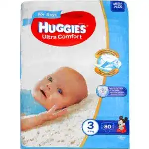 Підгузки Huggies Ultra Comfort для хлопчиків розмір 3 (5-9 кг) 80 шт.