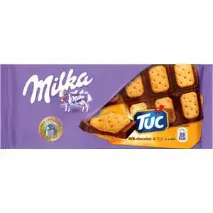 Шоколад Milka з солоним печивом Tuc 87 г
