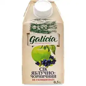Сік неосвітлений пастеризований яблучно-чорничний Galicia т/п 0.5л