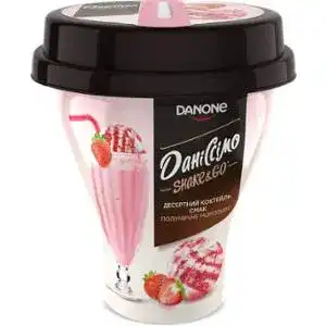 Йогуртний коктейль Даніссімо Shake & go Полуничне морозиво 5,2% 260 г