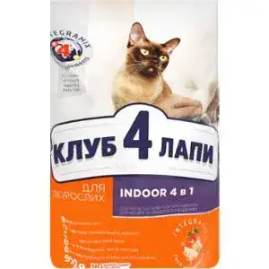 Корм для котів Клуб 4 Лапи Premium Indoor 4 in 1 сухий 900 г