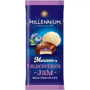 Шоколад Millennium Mousse молочний  з мусовою та чорничною начинкою 135г