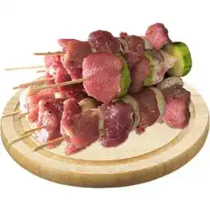 Шашлик свинячий з овочами та грибами на шпажці охолоджений