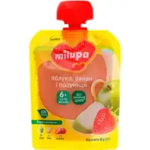 Пюре Milupa для дітей від 6 місяців яблуко-банан-полуниця 80 г