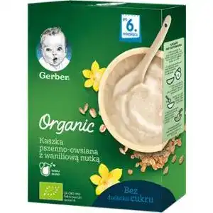 Дитяча каша Gerber Organic безмолочна Пшенично-вівсяна з ванільним смаком, 240 г