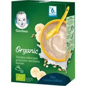 Дитяча каша Gerber Organic молочна Пшенично-вівсяна з бананом від 6 місяців, 240 г