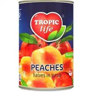 Персики Tropic Life в сиропі половинками 390 г