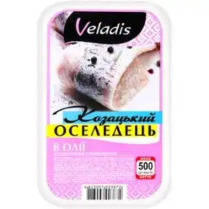 Оселедець Veladis філе-шматочки слабосолона в олії 500 г