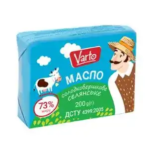 Масло Varto Селянське солодковершкове 73% 400 г