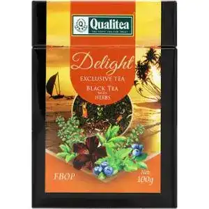 Чай Qualitea Delight чорний трави, гібіскус, аромат чорниці 100 г
