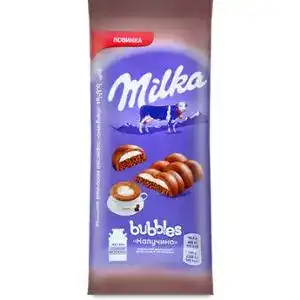 Шоколад Milka Bubbles молочний пористий зі смаком капучино 97 г