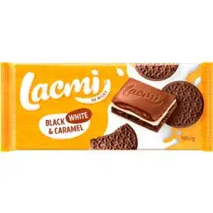 Шоколад Roshen Lacmi молочний з молочною начинкою, карамеллю та печивом з какао 120 г