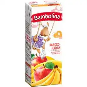 Нектар для дітей від 6міс Яблуко-банан Bambolina т/п 0.2л