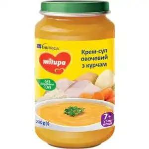 Суп-пюре овоче-м'ясне Milupa Овочевий суп з курчам для дітей від 7 місяців 200 г