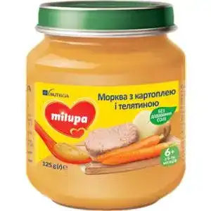 Пюре Milupa для дітей від 6 місяців морква з картоплею і телятиною 125 г