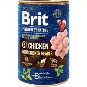 Консервований корм для собак Brit Premium by Nature з куркою і курячими серцями 400 г