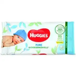 Серветки вологі Huggies Biodegradable Pure для дітей 56 шт