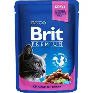 Корм для котів Brit Premium вологий з куркою та індичкою 100 г