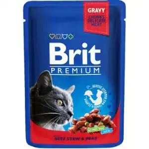 Корм для котів Brit Premium вологий з тушкованою яловичиною 100 г
