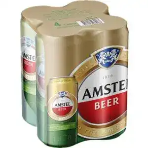 Пиво Amstel світле фільтроване 5% 4 x 0.5 л