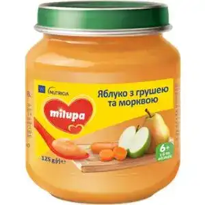 Пюре Milupa для дітей від 6 місяців яблуко з грушею та морквою 125 г