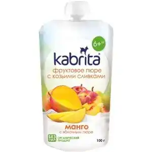 Пюре Kabrita для дітей від 6 місяців фруктове з козячими вершками манго з яблучним пюре 100 г
