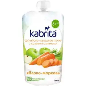 Пюре Kabrita для дітей від 6 місяців фруктове з козячими вершками яблуко-морква 100 г