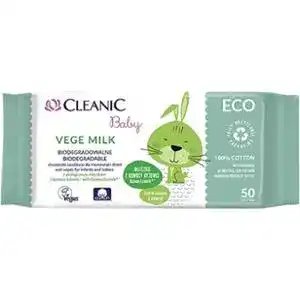 Дитячi вологi серветки Cleanic Eco Baby Vege Ecomilk 50 шт